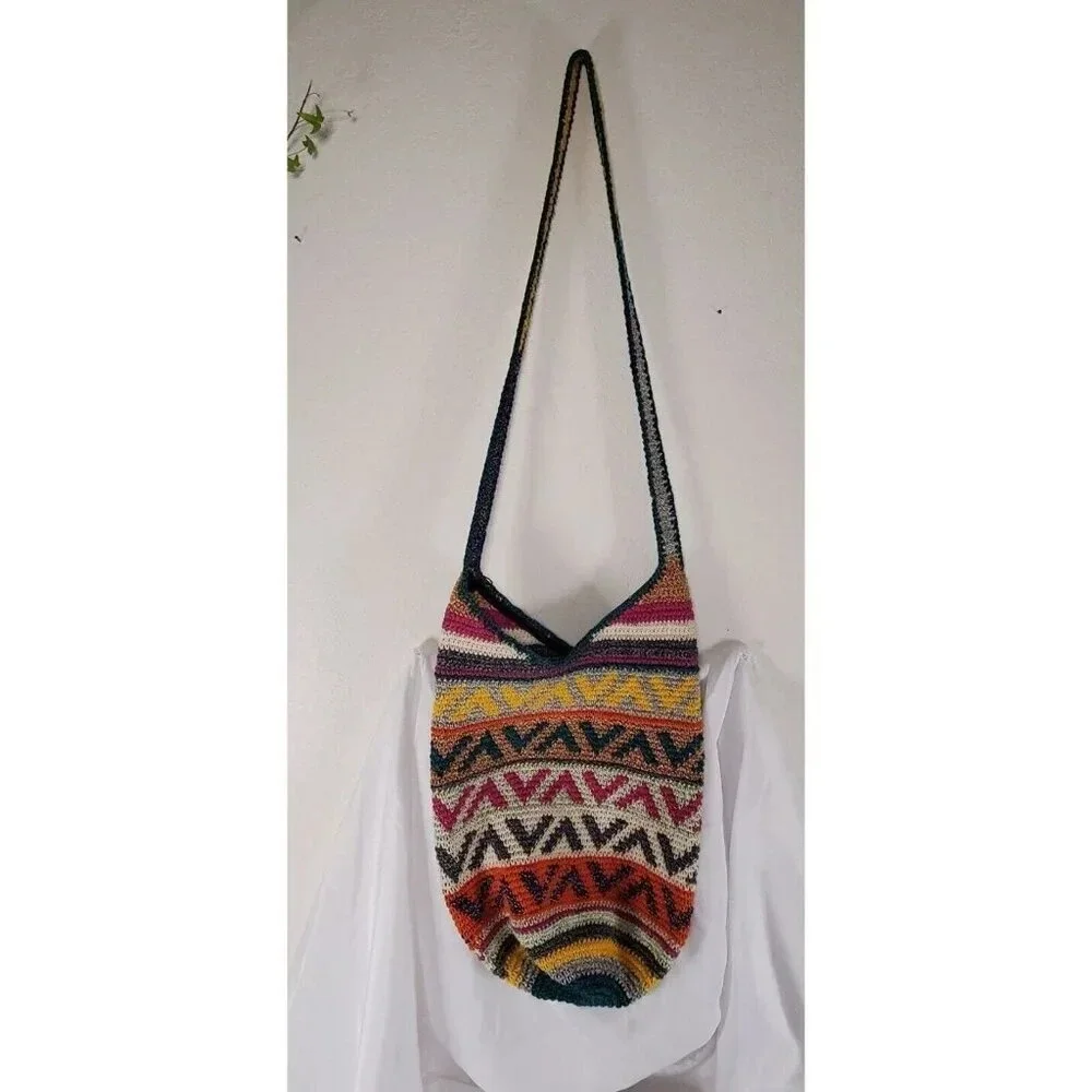 Bamboo Trading Company Cotton Woven Boho Bucket Bag geometric purse Hippie